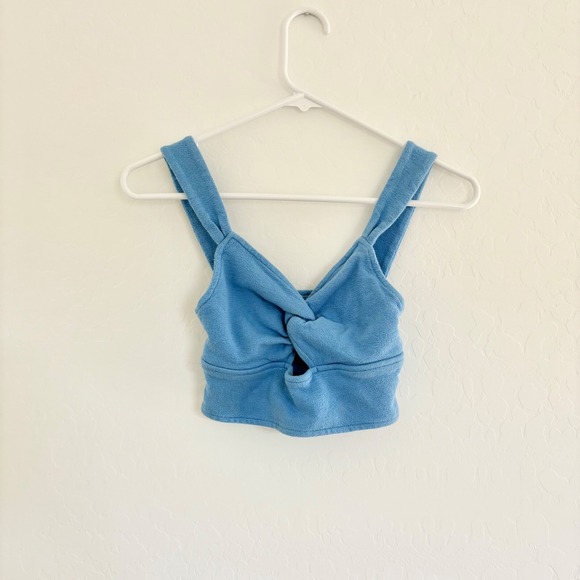Madewell Terry Twist-Front Crop‎ Top Sleeveless Casual Blue XS - Picture 3 of 9